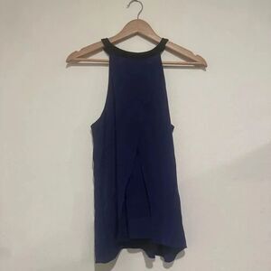Towsen Blue Silk Halter HighNeck Tank Top Size Medium